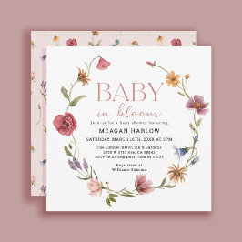 Wilde bloemenbaby in bloei Meisje Baby Shower Kaart