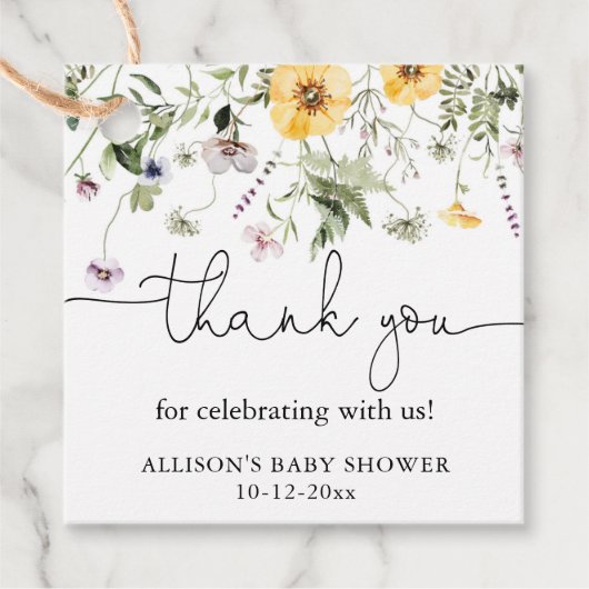 Wilde bloemenbloem lavender paarse groen bedankjes labels (Voorkant)