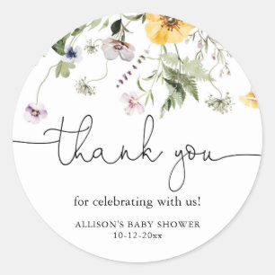 Wilde bloemenbloem lavender paarse groen ronde sticker