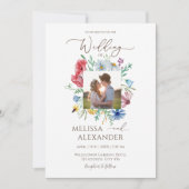 Wilde bloemenboho tuinbloemfotobruiloft kaart (Voorkant)