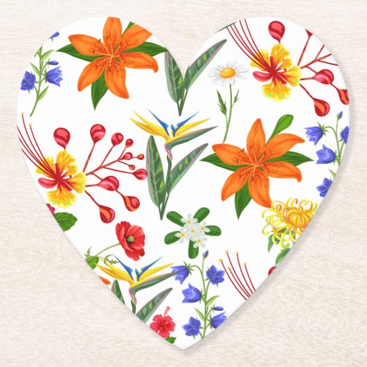Wilde bloemenflora kartonnen onderzetters (Voorkant)
