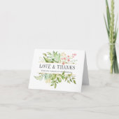 Wilde Bloemengroene Blad Bruiloft Foto Bedankt (Voorkant)