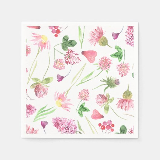 Wilde bloemengroenelementen servet (Voorkant)
