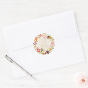 Wilde Bloemenkrans Baby Shower Bedankt Ronde Sticker