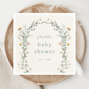 Wilde Bloemenkrans Lente Baby Shower Servet