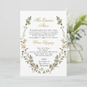 Wilde bloemenkrans Quinceañera uitnodiging (Staand voorkant)
