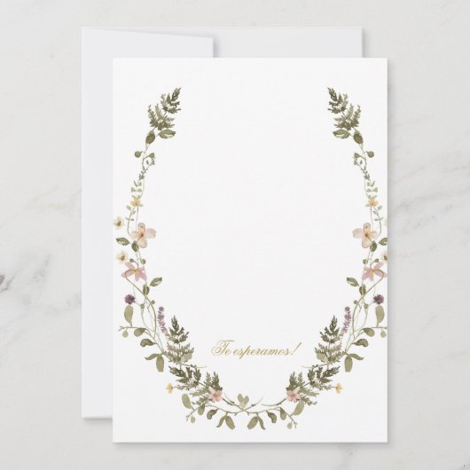 Wilde bloemenkrans Quinceañera uitnodiging (Achterkant)