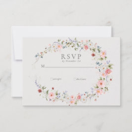 Wilde bloemenkrans | RSVP Huwelijk Kaartje