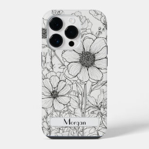 Wilde bloemenkrans wit en zwart Persoonlijk iPhone 14 Plus Hoesje