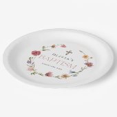 Wilde bloemenlente Floral Girl Baptism Party Papieren Bordje (Gekanteld)