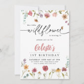 Wilde bloemenmeisjes 1e verjaardag  Floral Kaart (Voorkant)