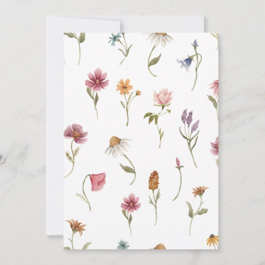 Wilde bloemenmeisjes 1e verjaardag  Floral Kaart (Achterkant)