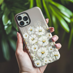 Wilde Bloemenpatroon op Beige iPhone 15 Pro Max Hoesje