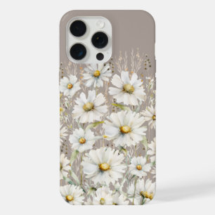 Wilde Bloemenpatroon op Beige iPhone 15 Pro Max Case