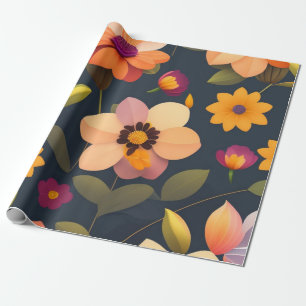 Wilde Bloemenprint Cadeaupapier