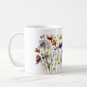 Wilde Bloemensymfonie: Levendige Aquarel Kunst Koffiemok