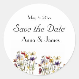 Wilde Bloemensymfonie: Levendige Aquarel Kunst Ronde Sticker