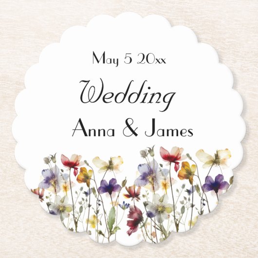 Wilde Bloemensymfonie: Levendige Waterverf Kunst Kartonnen Onderzetters (Voorkant)