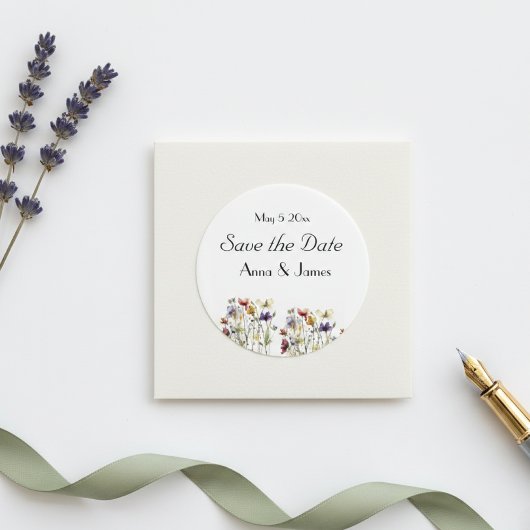 Wilde Bloemensymfonie: Levendige Waterverf Kunst Ronde Sticker