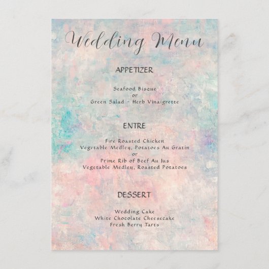 Wilde bloementeelt, Waterverf bruiloft Menu (Achterkant)