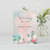 Wilde bloementeelt, Waterverf bruiloft Menu (Staand voorkant)