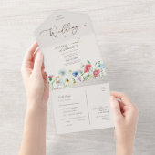 Wilde bloementeelt Weddenschap Beige Seal and Send All In One Uitnodiging (Afscheurbaar)