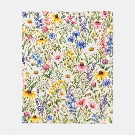 Wilde Bloementuin Fleece Deken (Voorkant)