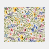 Wilde Bloementuin Fleece Deken (Voorkant (Horizontaal))