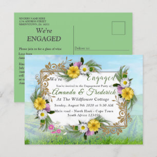 Wilde Bloementuin Onder een Zonnige Lucht Uitnodiging Briefkaart