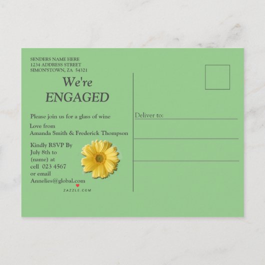 Wilde Bloementuin Onder een Zonnige Lucht Uitnodiging Briefkaart (Achterkant)