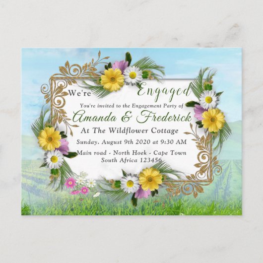 Wilde Bloementuin Onder een Zonnige Lucht Uitnodiging Briefkaart (Voorkant)