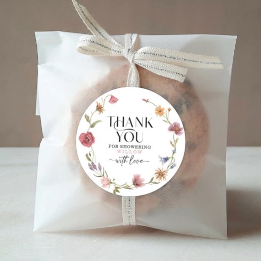Wilde Bloemenveld Boho Favor Bedankt Sticker