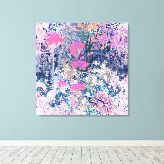 Wilde Bloemenveld Impressionisme -Roze Canvas Afdruk (Insitu (Houten vloer))