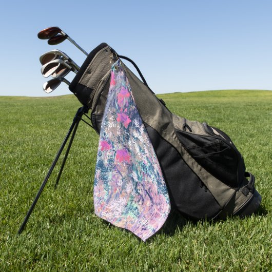 Wilde Bloemenveld Impressionisme -Roze Golfhanddoek (Groen)