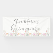 Wilde Bloemenveld Waterkleurtekening Spandoek (Horizontaal)