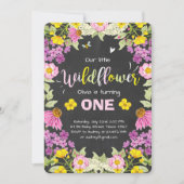Wilde bloemenverjaardagsuitnodiging Floral Girl ro Kaart (Voorkant)