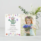 Wilde bloemenverjaardagsuitnodiging Girl Garden Fl Kaart (Staand voorkant)