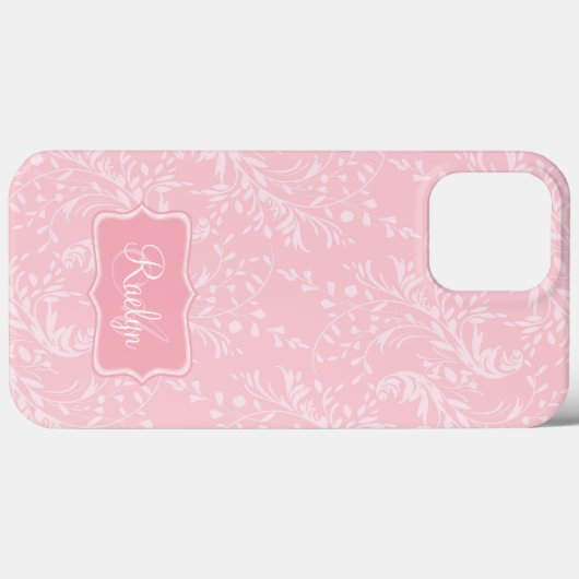 Wilde bloemenvogel, geplooide roze naam  Case-Mate iPhone case (Achterkant (horizontaal))