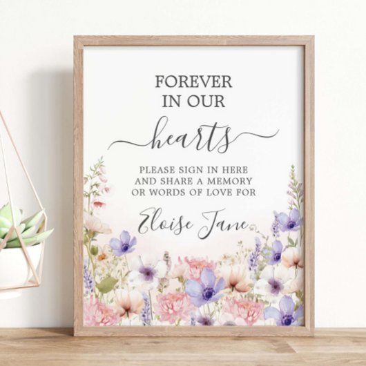 Wilde Bloemenwei Herdenkings Funeral Memory Tafel Poster