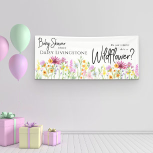 Wilde Bloemenweide Baby Shower Spandoek