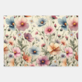 Wilde bloemenweide Beige Achtergrond Inpakpapier Vel (Voorkant 3)