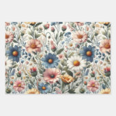 Wilde bloemenweide Beige Achtergrond Inpakpapier Vel (Voorkant 2)