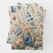 Wilde bloemenweide Beige Achtergrond Inpakpapier Vel (In situ)