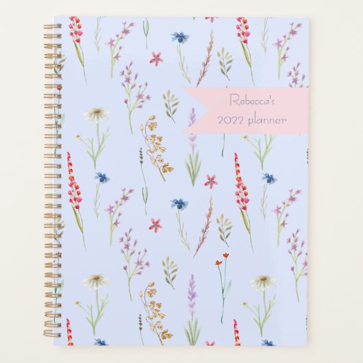 Wilde Bloemenweide Blauw Persoonlijk Planner (Voorkant)