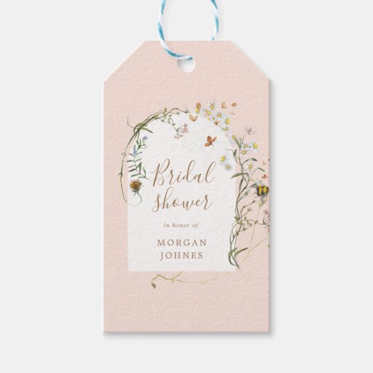 wilde bloemenweide bloem bruiloft cadeautags cadeaulabel (Voorkant)