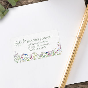 Wilde bloemenweide bloemenschildering watercolor b etiket