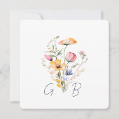 Wilde Bloemenweide Bloemige Monogram Vierkante Tro Kaart (Voorkant)