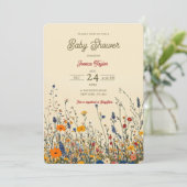 Wilde bloemenweide Boho baby shower Kaart (Staand voorkant)