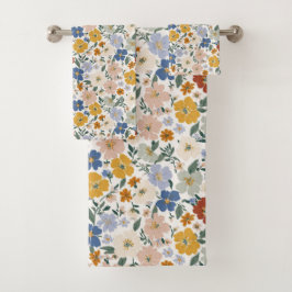 Wilde Bloemenweide Boho Patroon Bad Handdoek