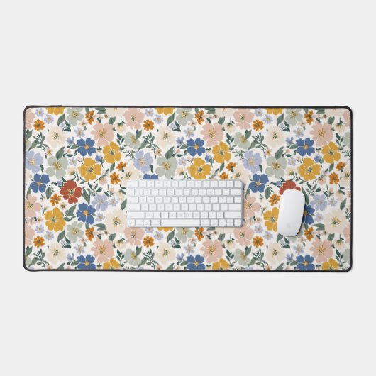 Wilde Bloemenweide Boho Patroon Bureaumat (Keyboard & Muis)